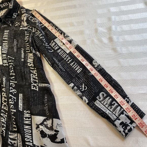 LIVE 4 TRUTH Fashion Newspaper Print Sheer Tunic Top Small City Artsy Journalism - Picture 11 of 15